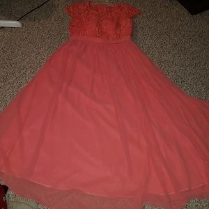 Coral laced bridesmaid dress NWOT